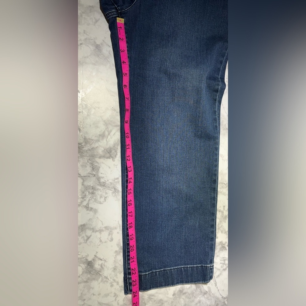 crop Sailor nautical Dark Blue High-Rise old money wide leg denim sz 10 Talbots - Picture 5 of 9